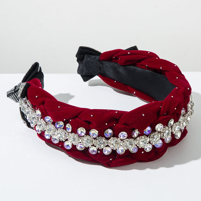 Light Luxury Starry Velvet Braided Diamond Headband