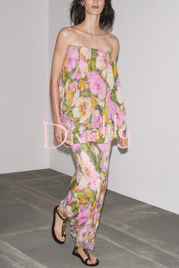 Floral Print Off-the-shoulder Irregular Loose Maxi Dress
