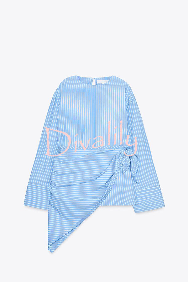 Meliora Striped Multi Position Scarf Long Sleeve H-line Shirt