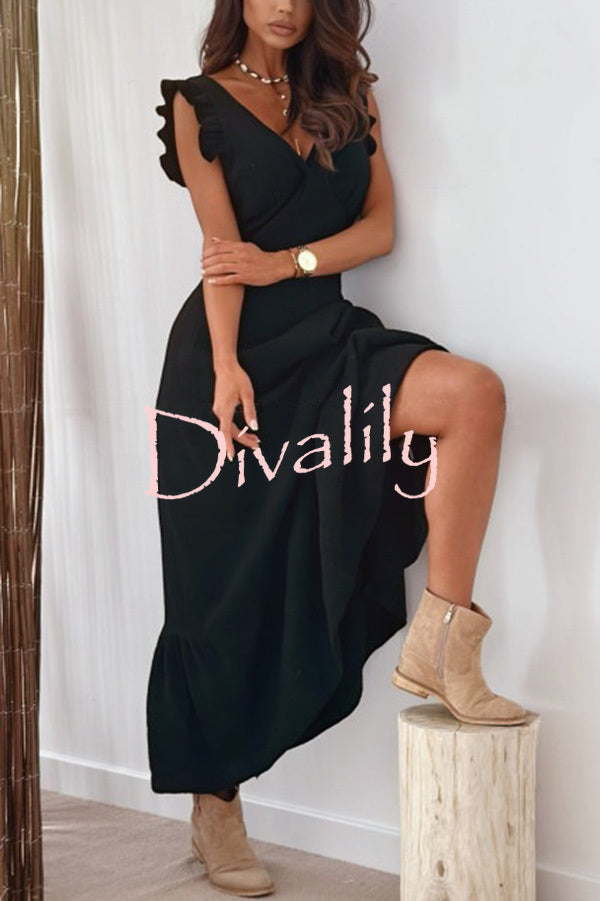 Solid Color Sleeveless V-Neck Casual Loose Maxi Dress