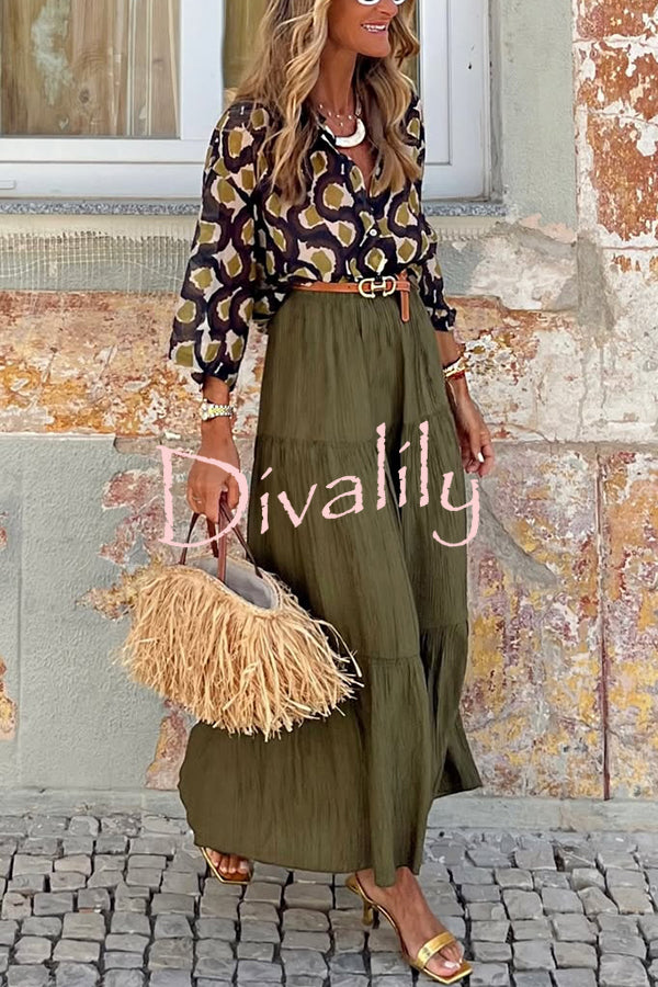 Solid Color Splicing Casual Vacation Maxi Skirt