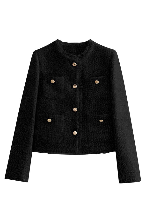 Joy To The World Tweed Metal Button Pocket Jacket