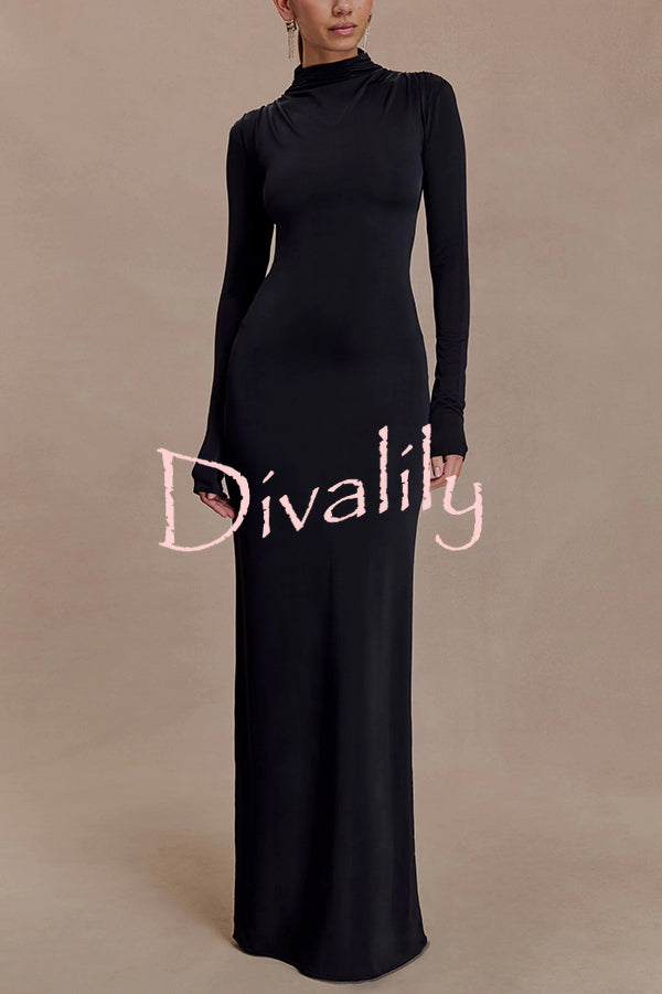 Sexy Backless Long-sleeved Stretch Slim-fit Maxi Dress