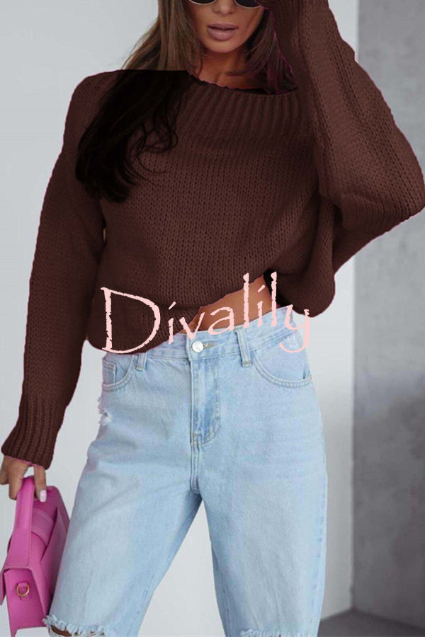 Solid Color Long-sleeved Round Neck Loose Knitted Sweater