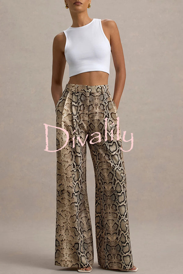 Hurley Ombre Snake Print Elastic Waist Pocketed Wide Leg Pants