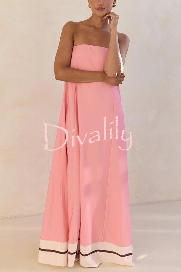 Unique Print Sexy Tube Top Back Zipper Loose Maxi Dress