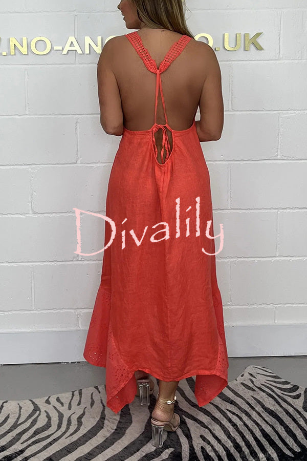 Solid Color V-neck Sleeveless Sexy Backless Irregular Maxi Dress