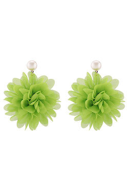 Fashion Holiday Fabric Floral Pearl Earrings