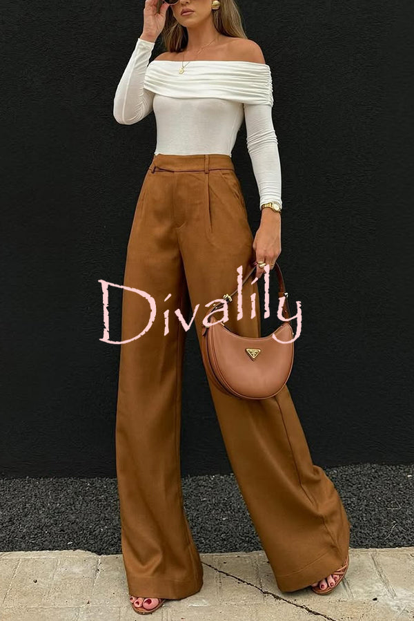 Solid Color Casual Pocket Loose Wide-leg Pants