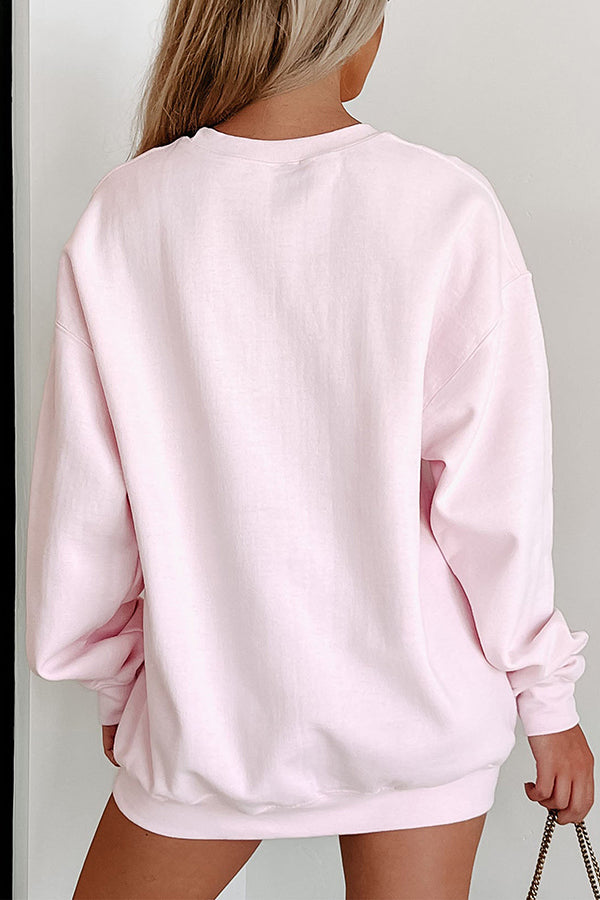 Christmas Sequined Bow Crew Neck Long-sleeved Loose Sweatshirt