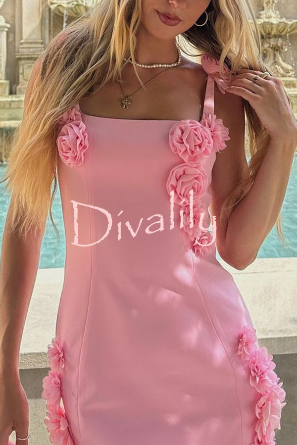 Three-dimensional Flower Sexy Suspender Slim Mini Dress