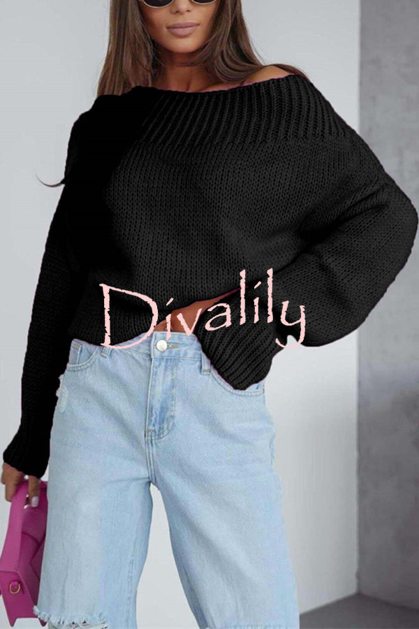 Solid Color Long-sleeved Round Neck Loose Knitted Sweater