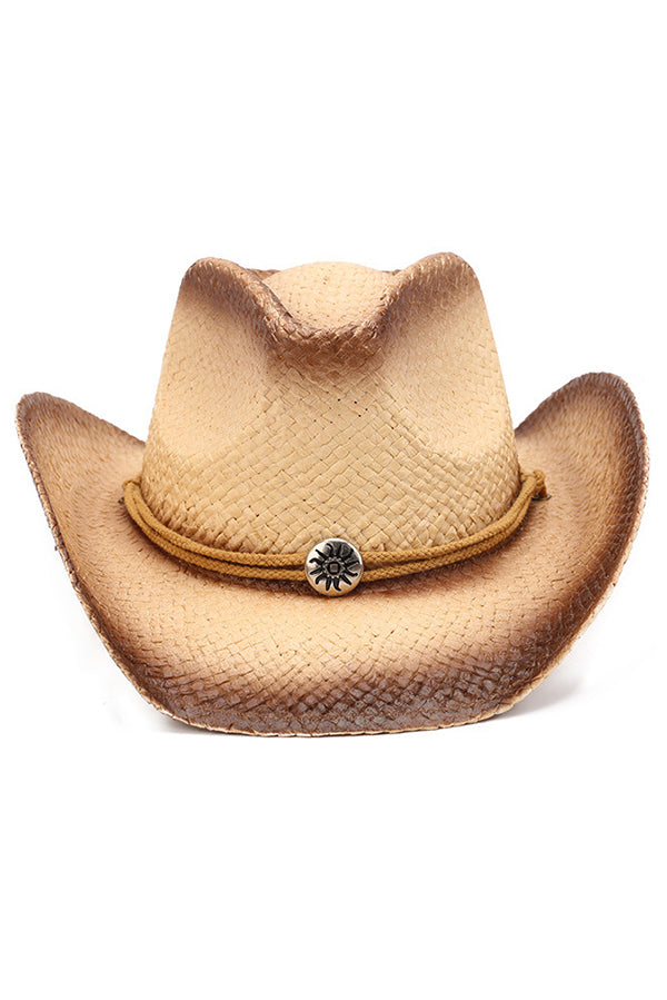 Vintage Western Cowboy Sun Protection Woven Straw Hat