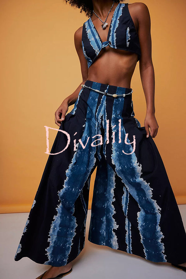 Relaxed and Bold Tie Dye High Rise Back Tie-up Oversized Wide Leg Pants