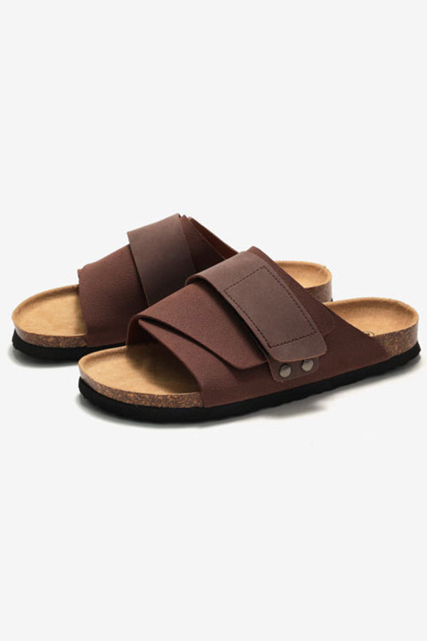 Frosted Leather Beach Slip-on Sandals
