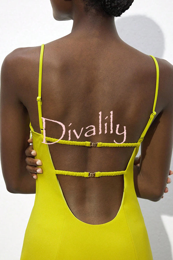 Sexy Hollow Strap Backless Slim Midi Dress