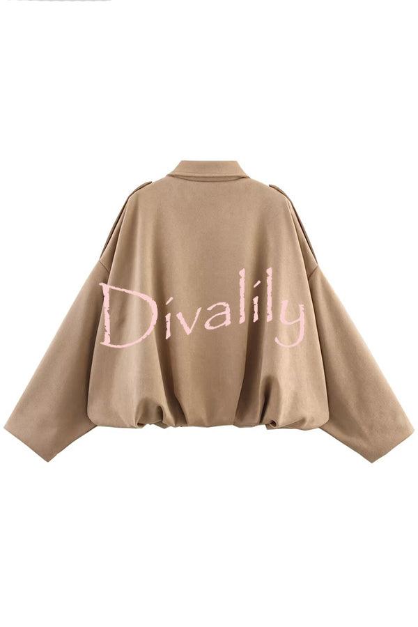 Fashion Lapel Long-sleeved Casual Bomber Jacket