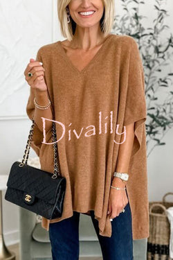 Super Comfortable and Versatile Knit Loose Poncho Sweater