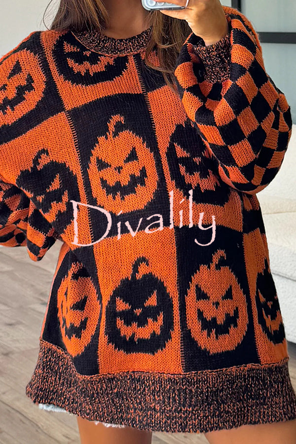 Halloween Casual Loose Crew Neck Sweater