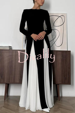 Getting Glam and Elegant Panelled Tulle Long Sleeve A-line Maxi Dress