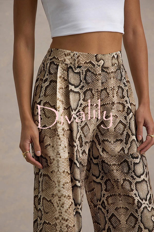 Hurley Ombre Snake Print Elastic Waist Pocketed Wide Leg Pants
