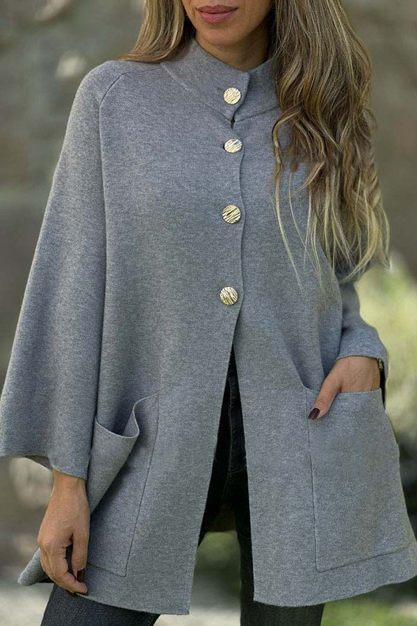 Solid Color Loose Long-sleeved Single-breasted Pocket Casual Jacket