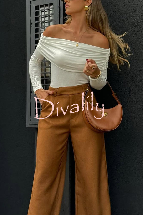 Solid Color Casual Pocket Loose Wide-leg Pants