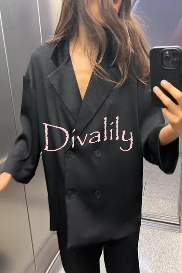 Fashionable Wrinkled Lapel Long-sleeved Loose Blazer