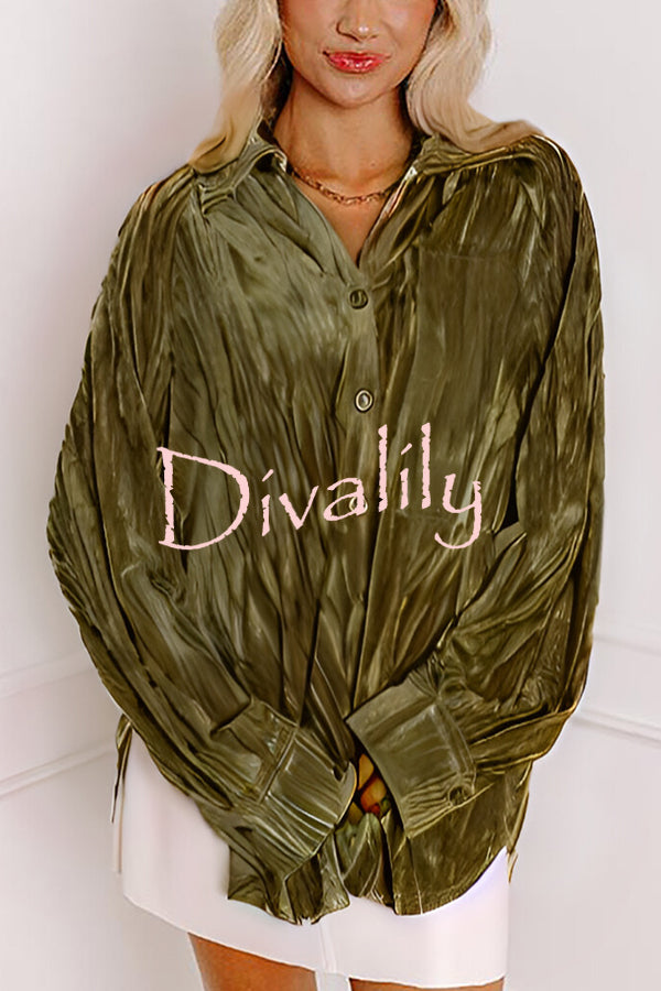 Solid Color Velvet Light-sensitive Drape Loose Shirt