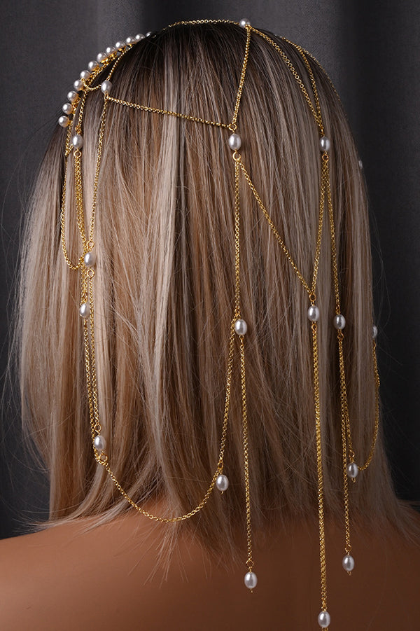 Fashionable Mesh Pearl Tassel Headband