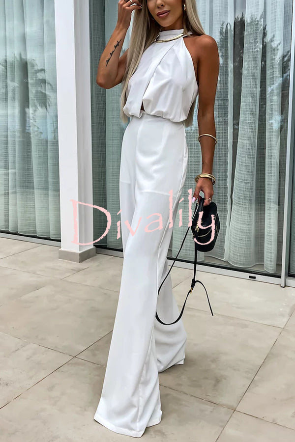 Fashionable Solid Color Sleeveless Hollow Slim Fit Jumpsuit
