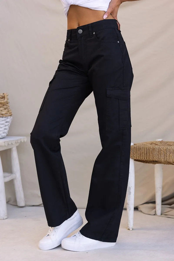 Bowie Mid-rise Draped Pocket Cargo Straight Pants