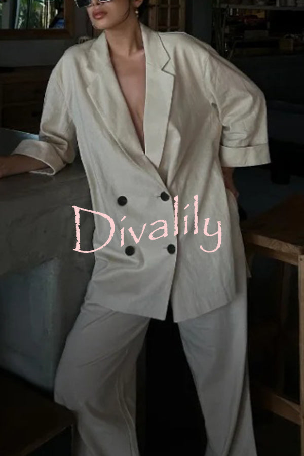 Fashionable Wrinkled Lapel Long-sleeved Loose Blazer