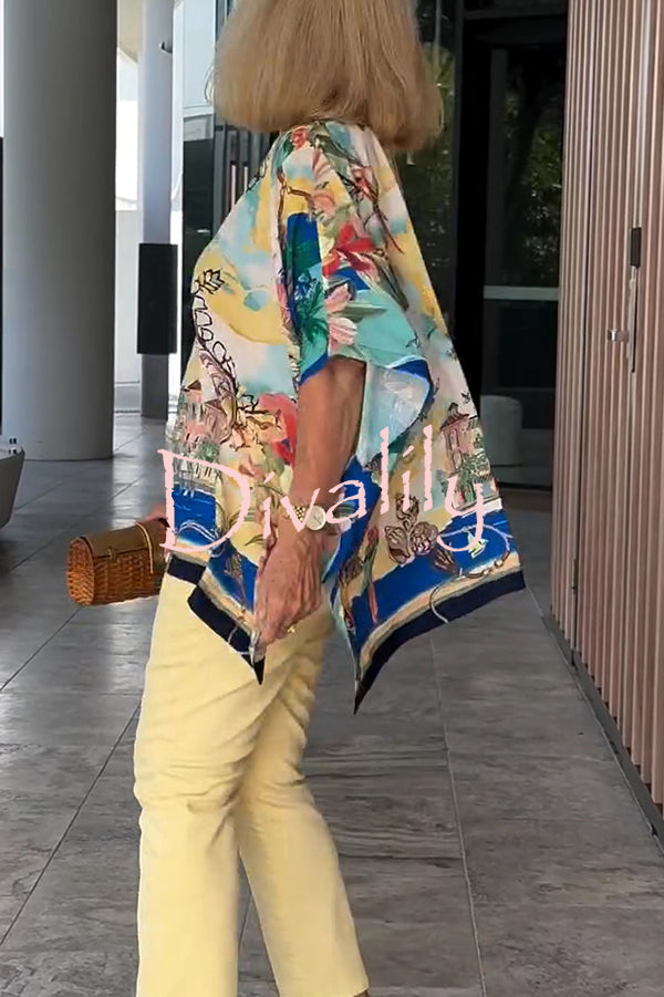 Unique Printed Casual Half Sleeve Loose Top
