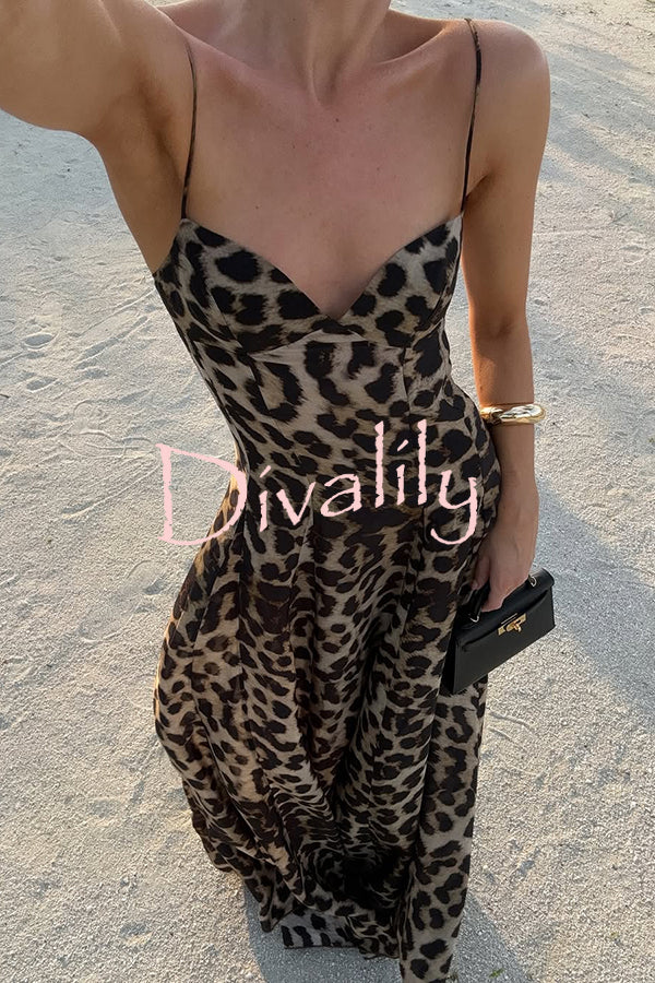 In The Maldives Leopard Waisted A-line Slip Maxi Dress