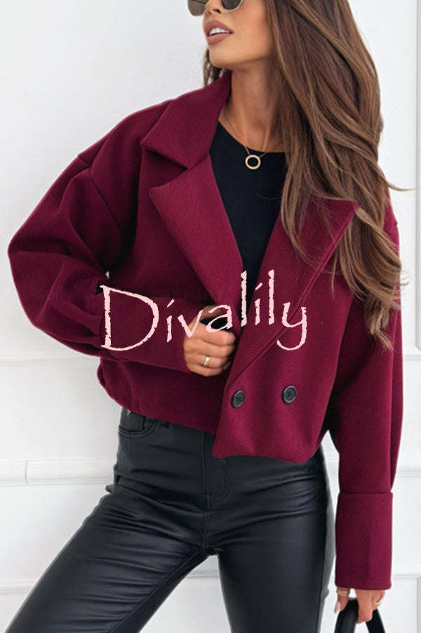 Fashionable Solid Color Lapel Short Blazer