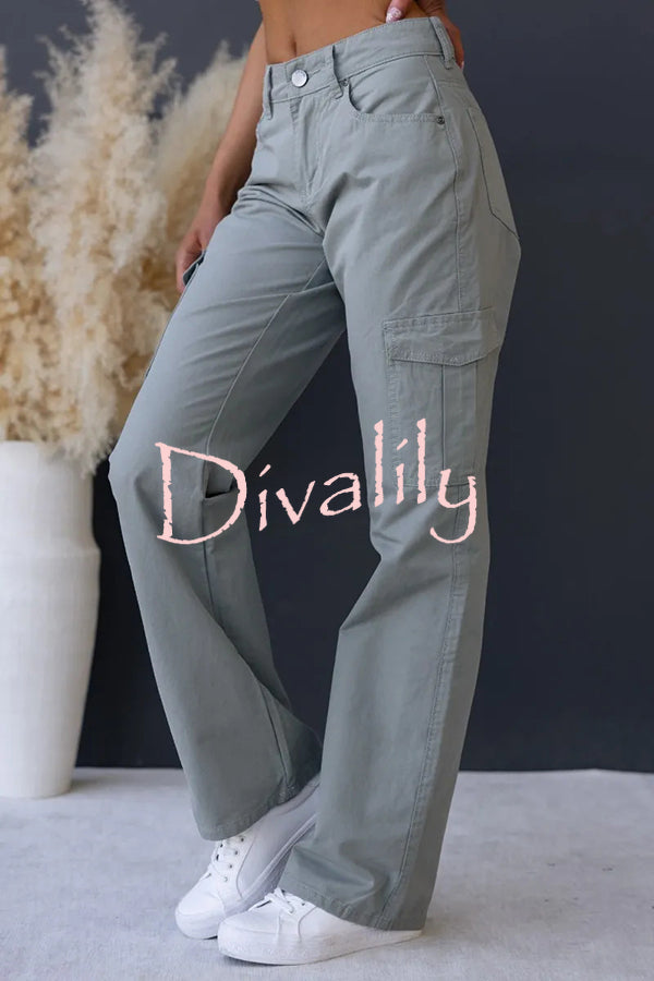 Bowie Mid-rise Draped Pocket Cargo Straight Pants