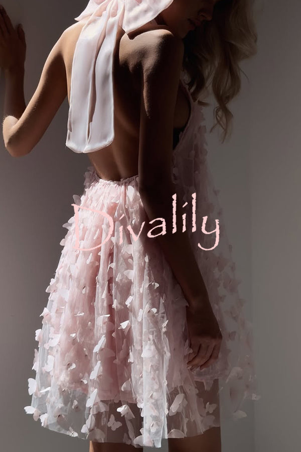 Stylish Backless Bow Elegant Butterfly Loose Mini Dress