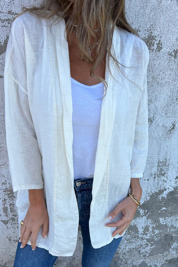 Solid Color Casual Long Sleeve Loose Pocket Cardigan