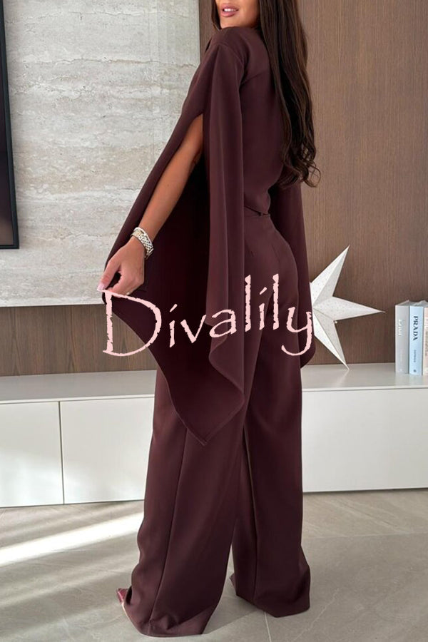 City Atelier Bell Slit Sleeve Top and High Rise Pocket Wide Leg Pants Set