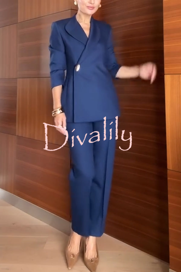 Exquisite and Fashionable High Waist Pocketed Straight Leg Pencil Pants