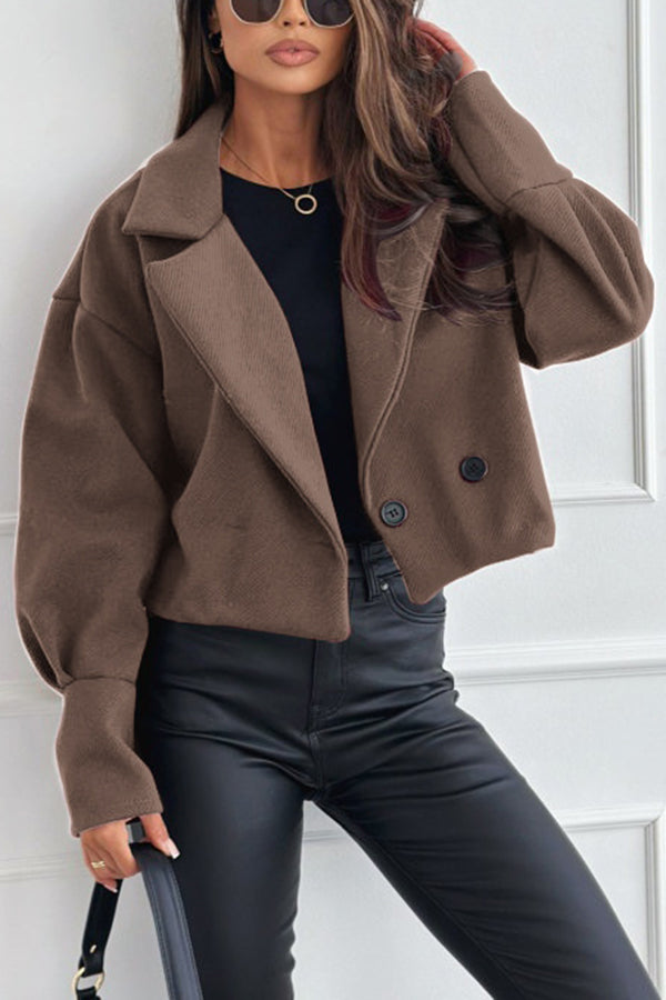 Fashionable Solid Color Lapel Short Blazer