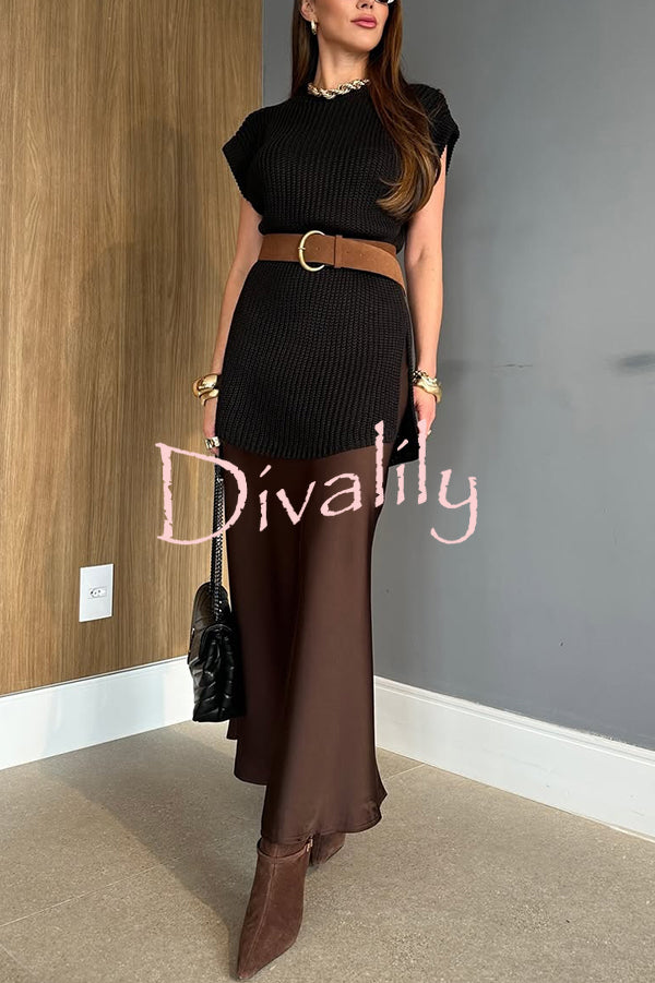 Solid Color Loose Sleeveless Casual Knitted Vest