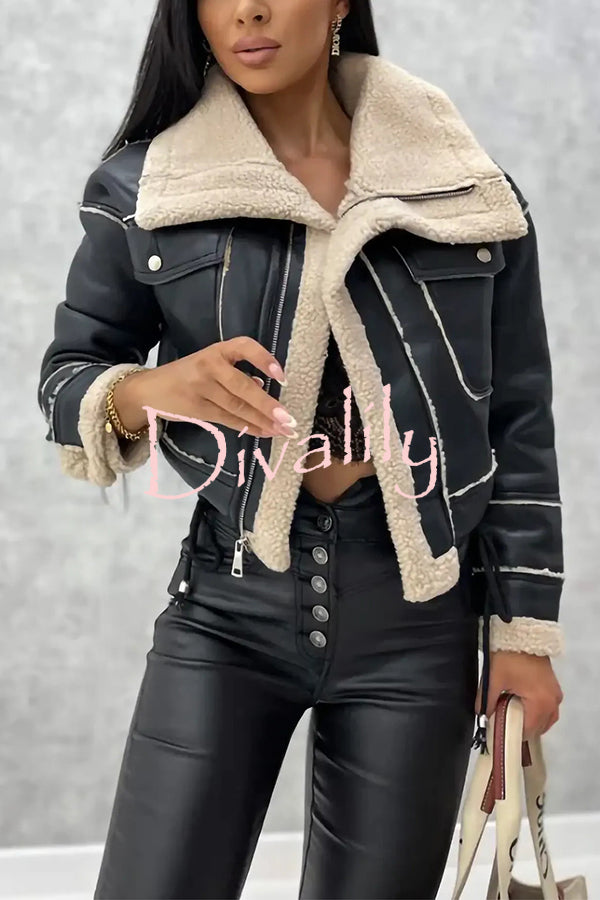 Stylish Lambswool Short Zipped Biker Jacket