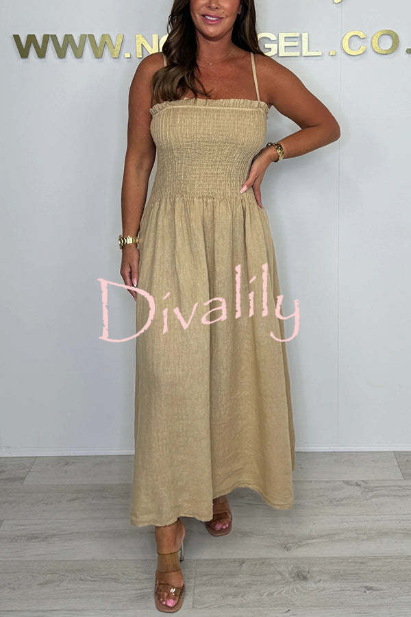 Solid Color Casual Short Jacket and Suspender Pleated Maxi Dress Set