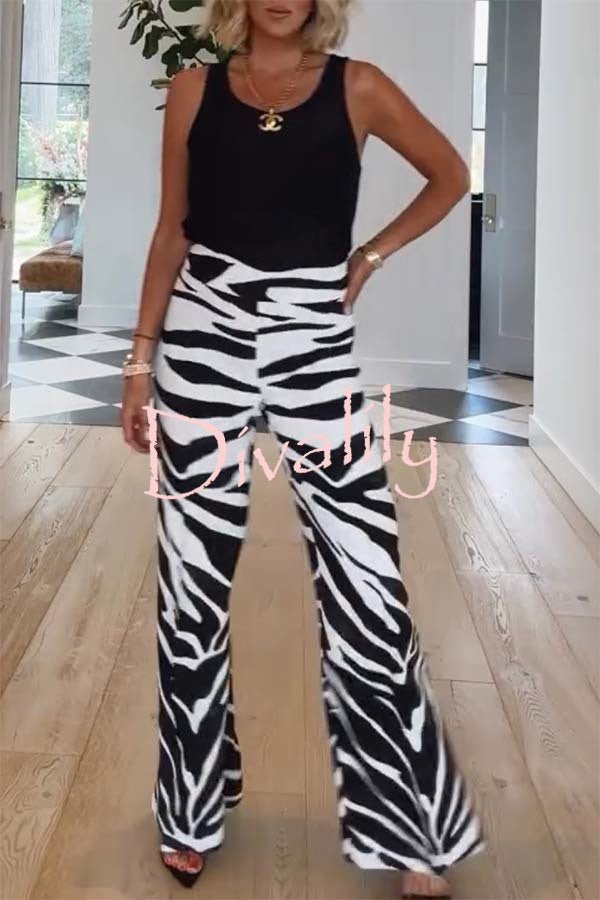 Breath of Freedom Animal Print High Rise Pocketed Wide Leg Pants