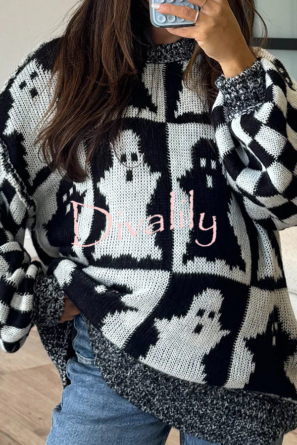 Halloween Casual Loose Crew Neck Sweater