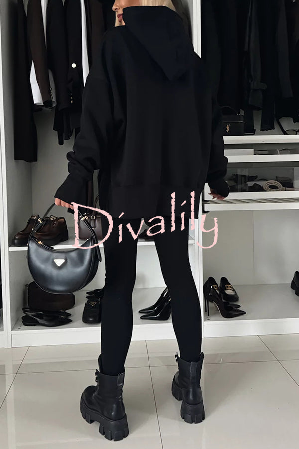 Fashion Loose Casual Hooded Long Sleeve Sweatshirt and Elastic Waist Leggings Set