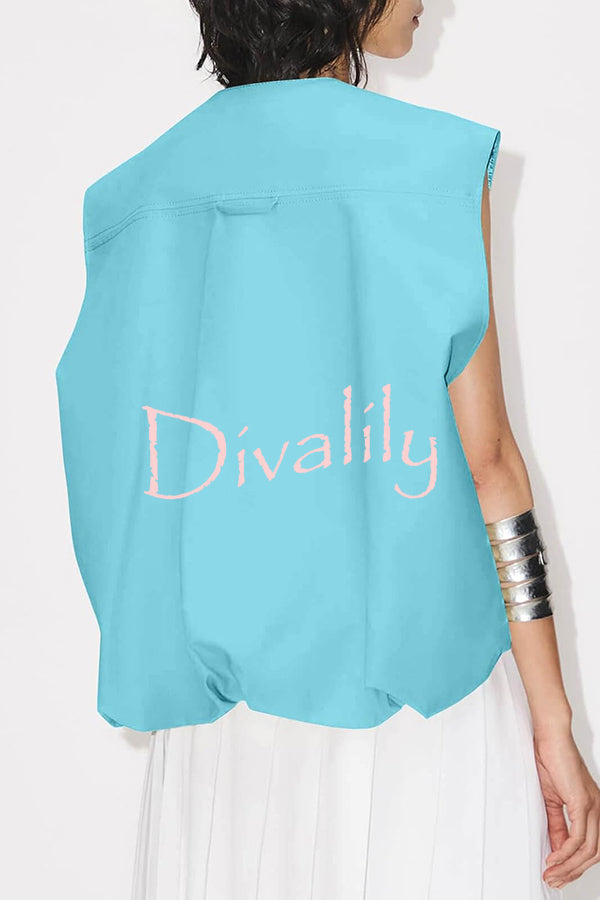 Fashion Zipper Sleeveless Pocket Loose Vest Jacket