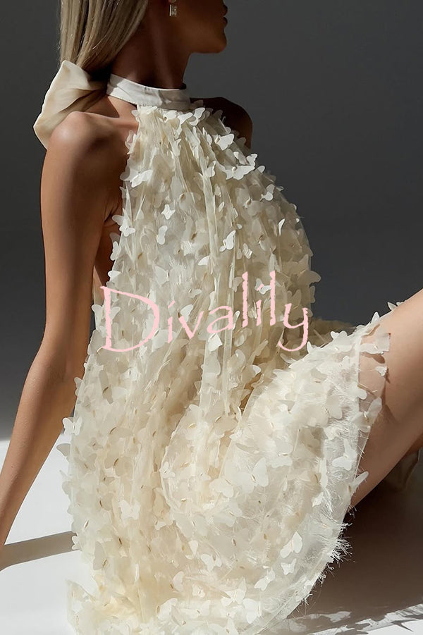 Stylish Backless Bow Elegant Butterfly Loose Mini Dress